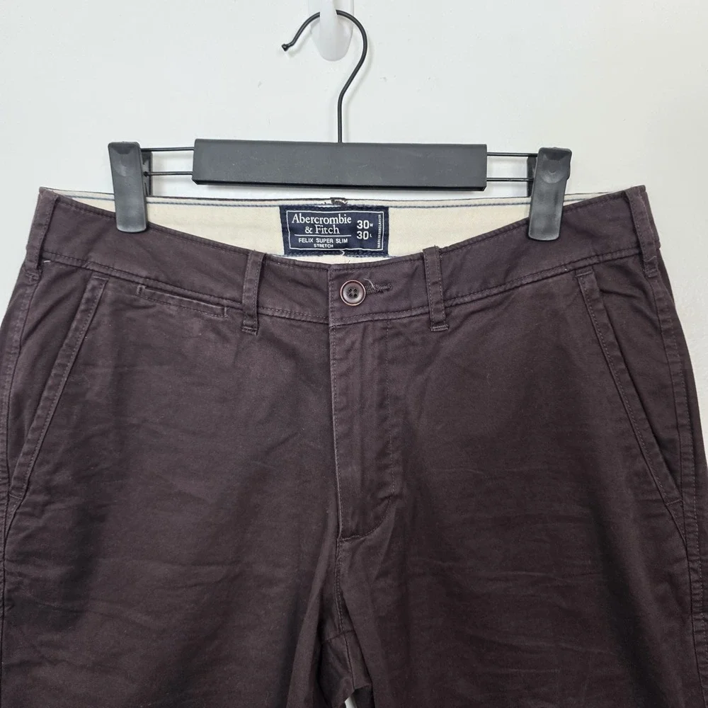 Abercrombie & Fitch Brown Felix Super Slim Stretch Low Rise Jeans Pants Sz 30x30